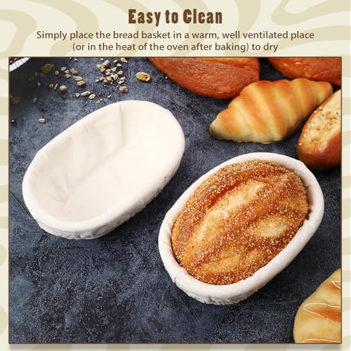 Fanfanwin Mini Banneton Proofing Baskets with Liner, 2 Pack, Oval - style: Oval