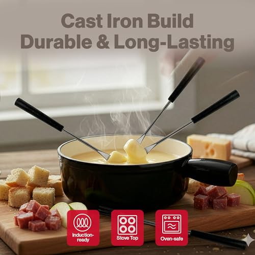 Swissmar Lugano Cast Iron Fondue Pot Replacement, 2 Quart, Metallic Black - color: Metallic Black, size: 2.1 Quarts