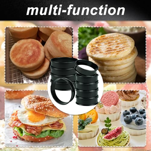 10 Pack Cookie Rings for Baking NONSTICK Upgrade Double Rolled Tart Rings, Cookie Circle Baking - 4 Inch+3.35 Inch Set Round Metal Pastry Ring Mold for Bakings, Pancakes - size: 4 inch and 3.4 inch