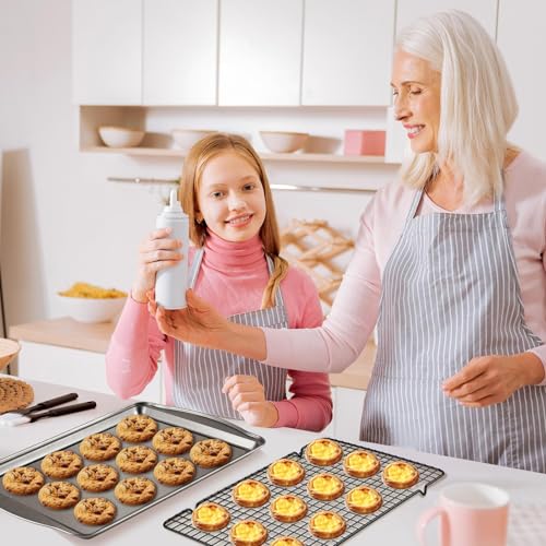 Hunnycook Baking Sheet with Rack Set - 3 Baking Sheets + 3 Cooling Racks, Carbon Steel Cookie Sheets & Cooling Racks in Multiple Sizes, Thickened & Warp-Resistant, Dishwasher Safe