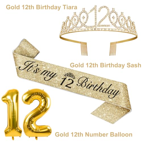 YeohJoy Gold 12th Birthday Decorations for Girls - style: 12nd