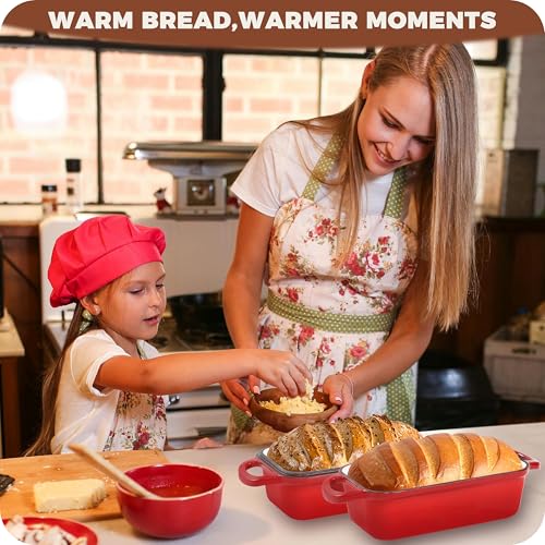 Cast Iron Loaf Pan with Lid, 9x5 Loaf Pans for Homemade Bread - color: Red, size: 9x5 Inch