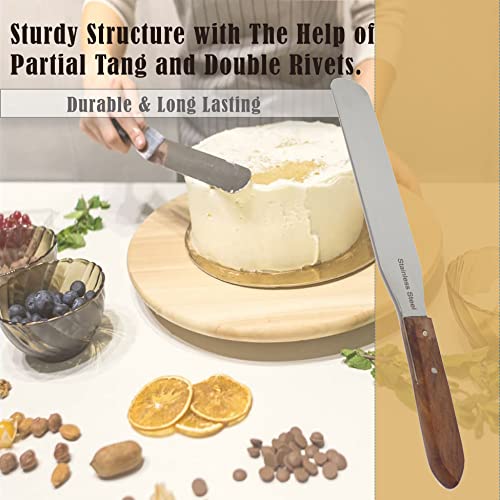 Wooden Handle Butter Cake Icing Spatula Spreader Pastry Decorating Tool Stainless Steel,Grilling, Baking Cooking Kitchen Utensil (5" Blade) - size: 5" Blade