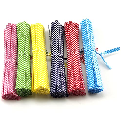 600 Pcs 6 Colors Twist Ties 4 Inch Packaging Twist Ties with Dots for Cello Bags Treat Bags Gift Packaging Bread Cookie Candy Cake Bags