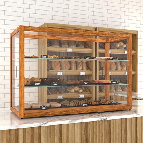 KoolMore 42 in. Horizontal Light Wood Countertop Dry Bakery Display Case, Large Bread, Pastry and Dessert Display with Tempered Glass - color: Light Wood, size: 42 in.