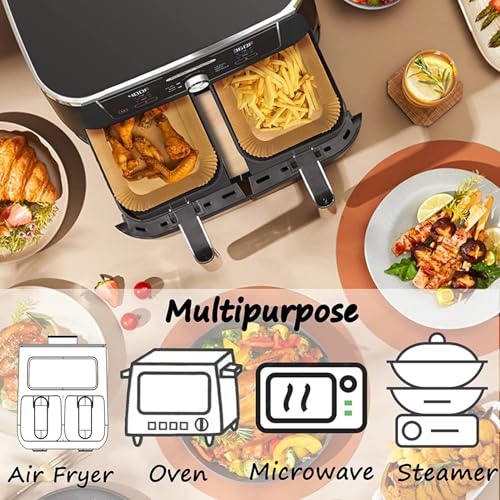 HONYAO 200pcs Rectangle Air Fryer Paper Liners (9'' x 6'' on Top) - size: 8.1 x 5.5 inch