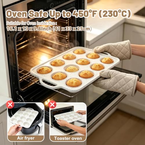 Silicone Mini Muffin Pan Set: 12 & 24 Small Cupcake Baking Pan with Frame - color: Creamy Confetti, size: Regular & Mini: 12 Cup & 24 Cup