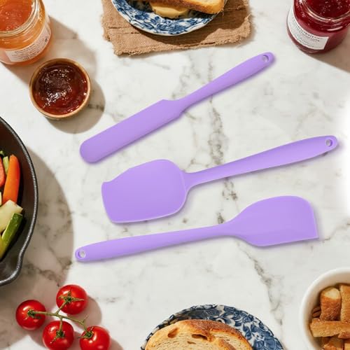 Rubber Spatula Food Grade, Silicone Heat Resistant Spatulas for Cooking - color: Purple, size: 3 Pack