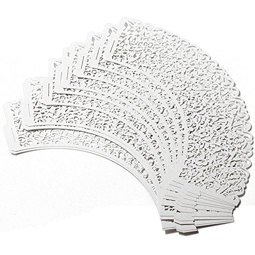 YOZATIA 60PCS Vine White Cupcake Wrapper, Lace Cupcake Wraps Liner for Wedding Party Cake Decoartion (White) - color: White