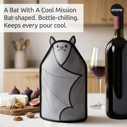 OTOTO Vino Wine Cooler Sleeve - Bat Cooler Sleeve for Wine Bottles & Glass Bottles, Reusable Bottle Cooler Sleeve, Halloween Spooky Gifts, Gothic Gifts, Unique Kitchen Gadgets - color: Vino Cooler Sleeve