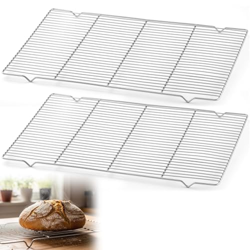 Lounsweer 2 Pcs Cooling Racks, 21L X 13W X 1H Stainless Steel Wire Rack for Baking Sheet, Large Cookie Cooling Rack, Oven Safe Cooking Racks for Sheet Pan, Dishwasher Safe, 2/3 Size - size: 21L X 13W X 1H
