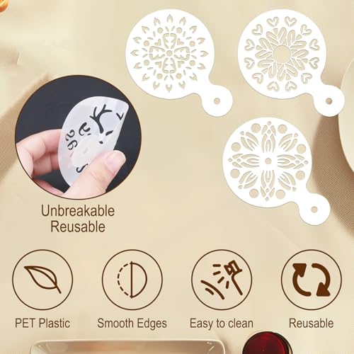 16 Piece Christmas Sprinkle Stencils for Latte Art, Cookie Icing & Cupcake Decorating - Holiday Cake Baking & Coffee Stencils, 3x4.1 Inches, Reusable for Home Bakers & Hosts - size: 16 Piece