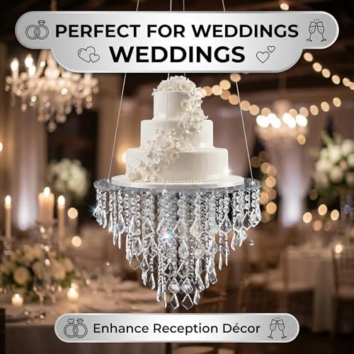 Cake Stands Faux Acrylic Crystal Chandelier Style Drape Suspended Cake Swing for Wedding Event Party Decoration (D17.7 inch, Acrylic) - color: Acrylic, size: D17.7 inch