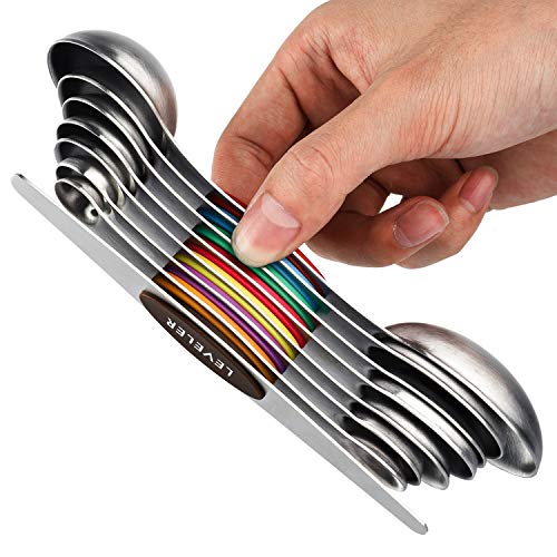 Magnetic Measuring Spoons Set Stainless Steel Dual Sided Measuring Spoons - color: Color