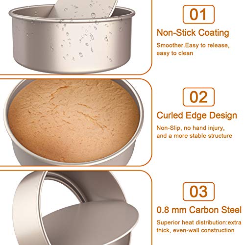 CHEFMADE Round Cake Pan, 8-Inch with Removable Loose Bottom - color: Champagne Gold, size: 8-inch