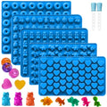 Sidosir 7Pcs Gummy Candy Molds, Gummy Bear/Dinosaur/Fruit/Donut/Hearts Molds, Non-stick Silicone Candy Chocolate Mold (5Shape+2Droppers) - color: 5Shape+2Droppers