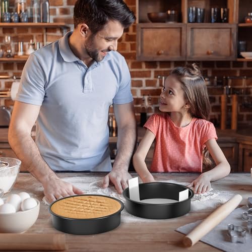 6 Inch Round Cake Pan Set of 3, Nonstick Baking Pans with 100PCS Parchment Paper, Dishwasher Safe - size: 6 Inch