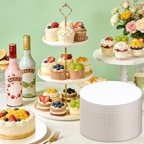 24 Pack 8 Inch Round Cake Boards,White Cardboard Cake Rounds 8 inch, Cake Circles & Cake Drums, Greaseproof Sturdy Disposable Cake Bottom Board for Cakes, Cupcakes, Pizza, Pies - size: 8 Inches