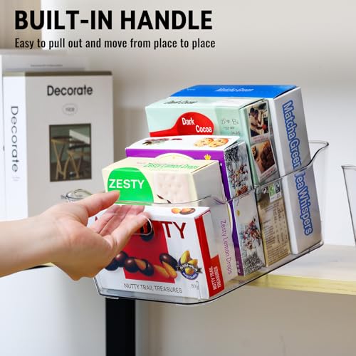 12 PACK Multi-Use Clear Storage Bins, Pantry Kitchen Cabinet Organizer Bins - size: Medium