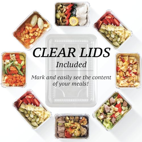 (55 Count) 2.25LB Aluminum Containers with Lids (8.5"x6") - Disposable Foil Container for Takeout, Baking, Freezing, Food Storage - Aluminum Pans with Lids, To Go Containers - size: 2.25 lb - 55 Pack