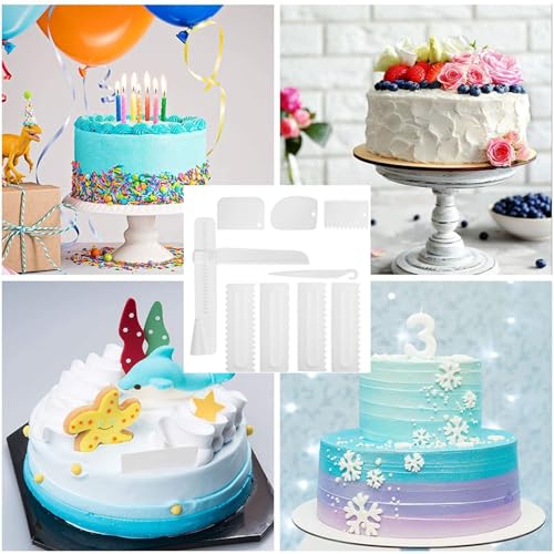 9 Pcs Cake Scraper Set for Cake Cream Baking Decorating (White)