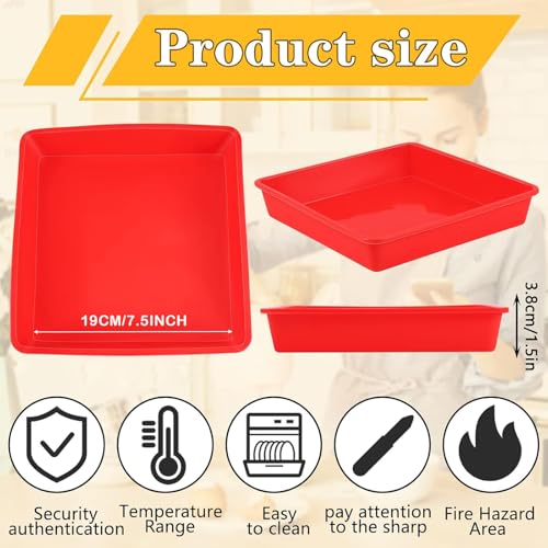 Geetery 4 Pcs Silicone Square Brownie Pan 7.5" Silicone Baking Pan - size: 7.5 x 7.5 x 1.5 Inches