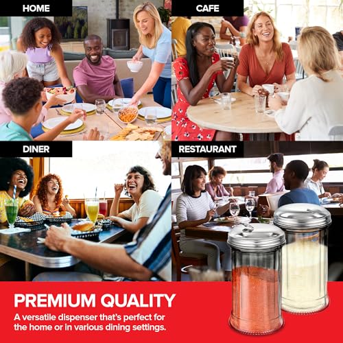 Stock Your Home Glass Sugar Dispenser- Fluted Sugar Pourer with Stainless Steel Self Closing Lid - Crystal Clear Sugar Shaker for Diners, Cafes, Bakeries, Coffee Shops, Restaurants, Kitchens