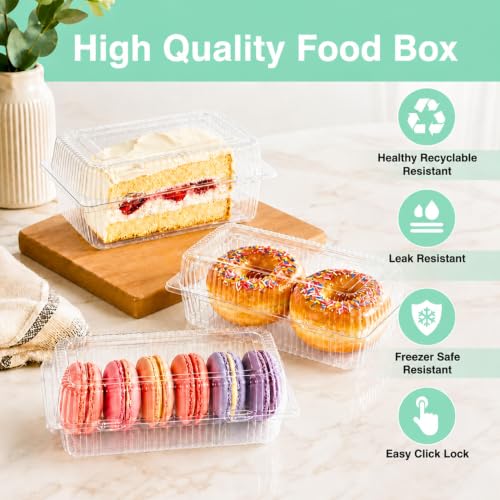 40 Pack Disposable Plastic Hinged Food Containers with Clear Lids