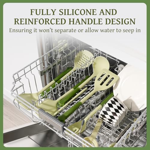 Kikcoin 43 PCS Silicone Kitchen Utensils Set, Cooking Utensils Set, Green - color: Avocado Green