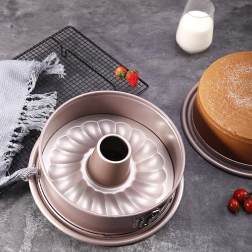 CHEFMADE 10 Inch 2‑in‑1 Springform & Tube Pan with Removable Bottom - size: 10" Springform Pan With 2 Bases