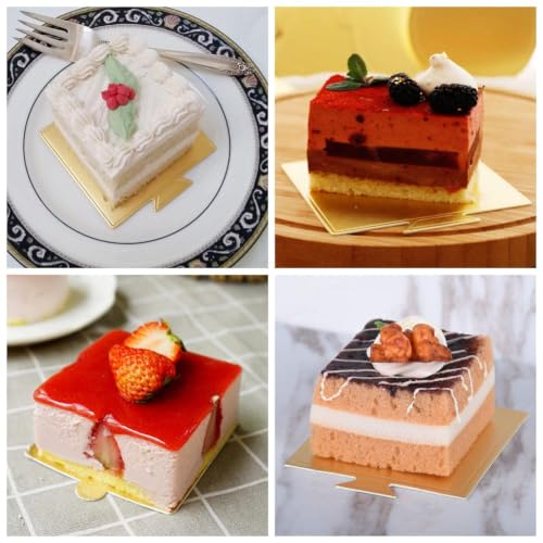 50pcs 3.54x3.3inch Mousse Cupcake Square Base Paper Cupcake