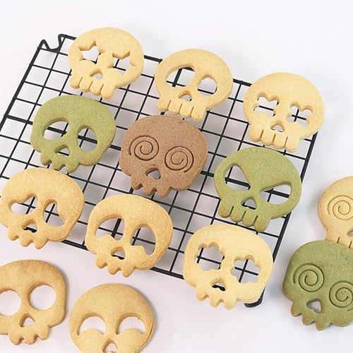 10Pcs DIY Skull Cookie Cutters Halloween Mix Match Face Embossing Molds - color: Halloween P-10