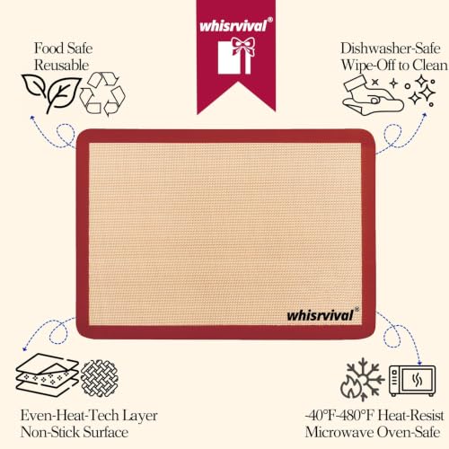 4 Pcs Silicone Baking Mat, Non-Stick Baking Mat (Red) - color: Red