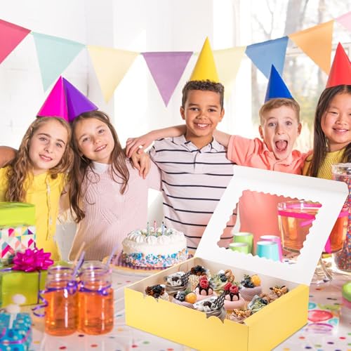 Hoewina 6PCS Cupcake Boxes Hold 12 Cupcakes, Cupcake Containers with Window - color: Yellow