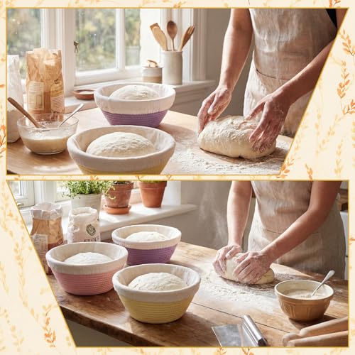 4 Pcs Round Banneton Bread Proofing Basket, 9 Inch - size: 9 Inch
