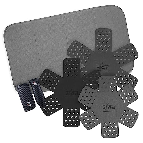 All-Clad Set, 3 Pot/Pan Protectors, 2pc Silicone Grips, Dish Drying Mat - size: Pot Protectors, Grip, and Mat Set (6-Piece)