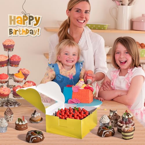 32Pcs 10 Inch Cake Boxes with Cake Boards (16Boxes & 16Boards) Gold - color: Gold