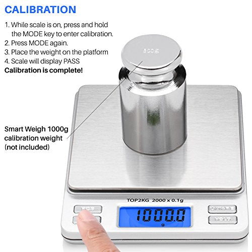 Smart Weigh Gold & Jewelry Scale, 2000g x 0.1g, Backlit LCD Pocket Design - size: 2000 Grams