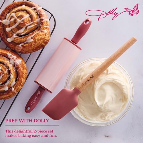 Dolly Parton Mini Spatula and Rolling Pin Set, 2 Piece, Blush