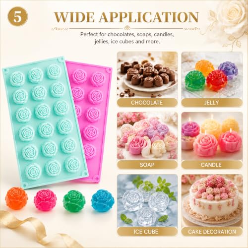 2 Pcs 20 Cavity Rose Silicone Molds - color: Small Rose 2Pcs