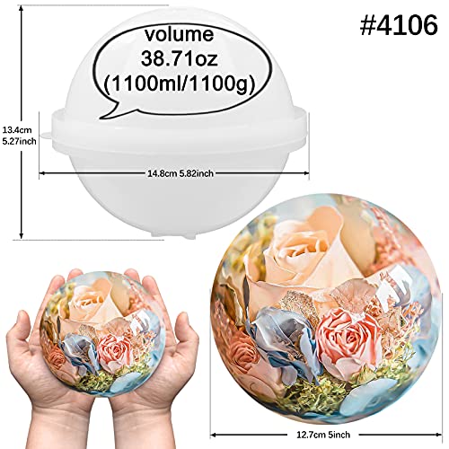 5inch Sphere Ball Silicone Mold Extra Large for Resin Epoxy, Candle Wax, Homemade Soap, Bath Bomb, Concrete, Cement, Plaster - size: 5inch