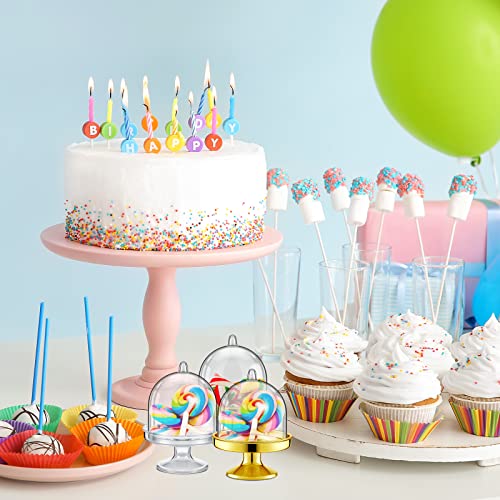 Tessco for you 48 Pcs Plastic Mini Cake Stand with Dome Lid,Gold, Clear - color: Gold, Clear