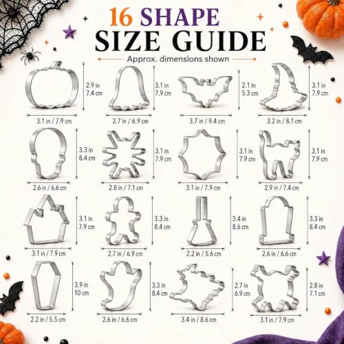 Halloween Cookie Cutters Set 16 Pieces Halloween Biscuit Cutters Shapes - style: style4