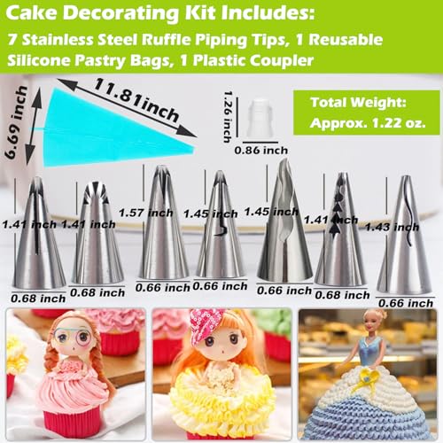 Suuker Ruffle Piping Tips Set, 9-Piece Cake Decorating Kit with Bag