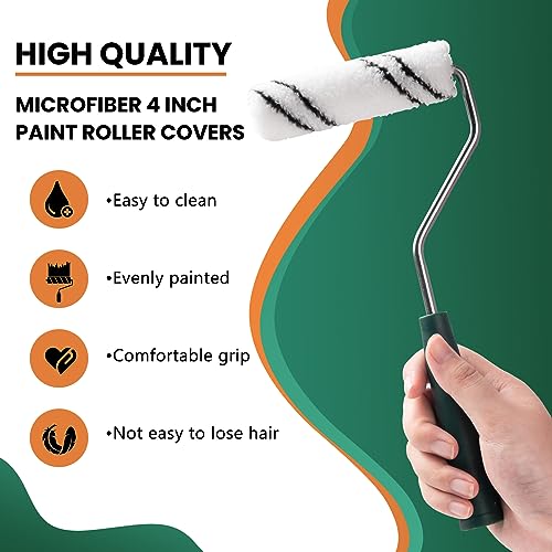 Microfiber Paint Roller 4 Inch, 3/8 Inch Nap, 40 Pack - color: 4 inch paint roller 40 pack