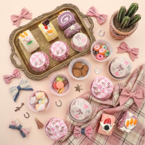 Cupcake Liners 200PCS Coquette Cowgirl Bow for Rodeo Birthday