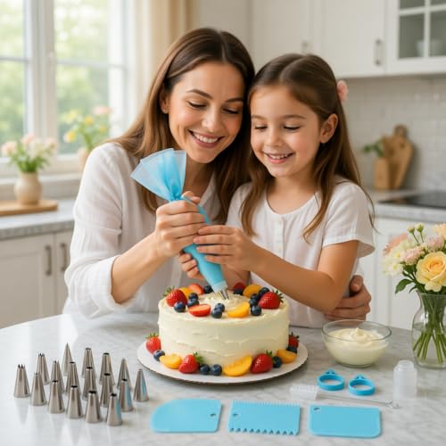 Piping Bags and Tips Set, Reusable Cake Decorating Kit
