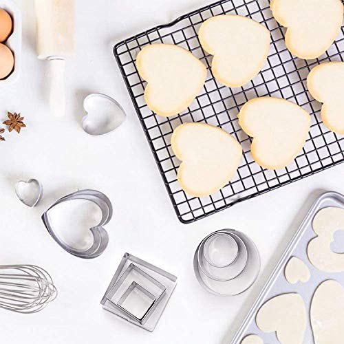 24 Pcs Geometric Shapes Cutters Set, DIY Stainless Steel Metal Cookie Cutters, Star Flower Hexagon Round Heart Square Triangle Oval Stainless Steel Cutter for Baking Small Cookie Cutters