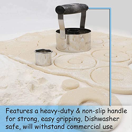 HULISEN 3.5 inch Donut Cutter with Hole, Stainless Steel Doughnut Cutter - size: 3.5'' Round with Small Cutter