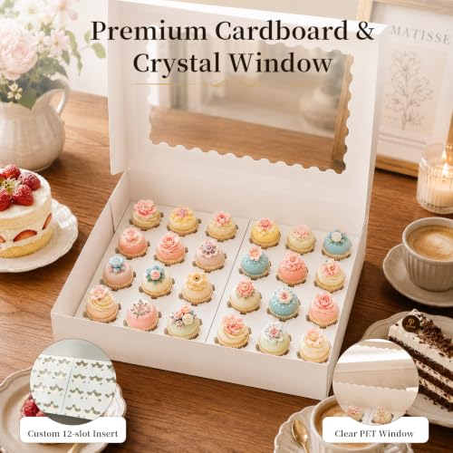 6 Pack Clear Mini Cupcake Container, 24 Count Mini Cupcake Carrier with Window